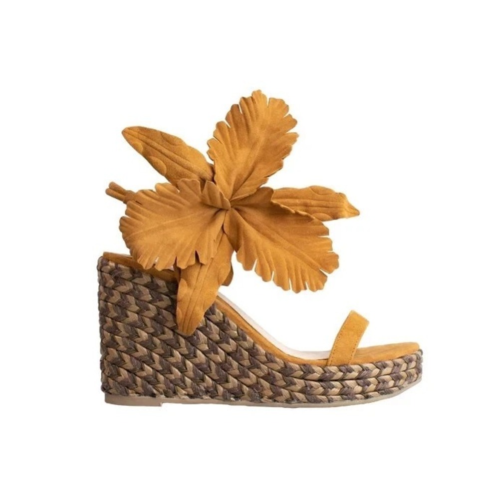 Cecilia NY Espadrille‎ Wedge Sandals Women 8.5 EUC $245 Leather Art to Wear